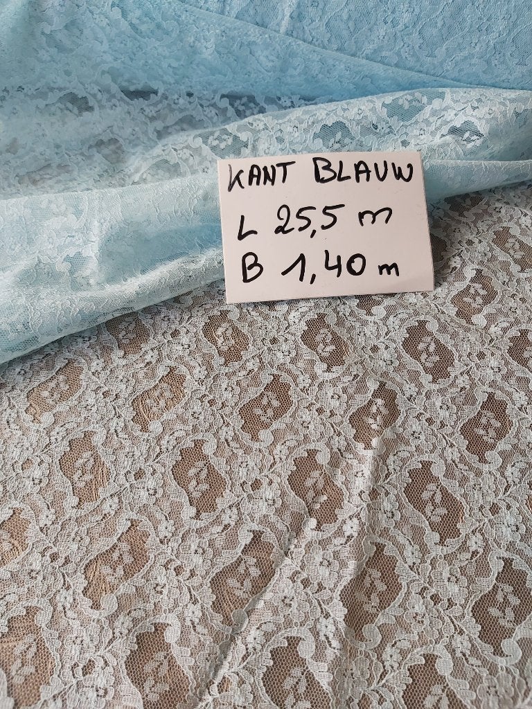 blauwe kant stof stoffen veritas naaibenodigheden vintage, Hobby en Vrije tijd, Ophalen of Verzenden, Blauw, Kant, 120 cm of meer