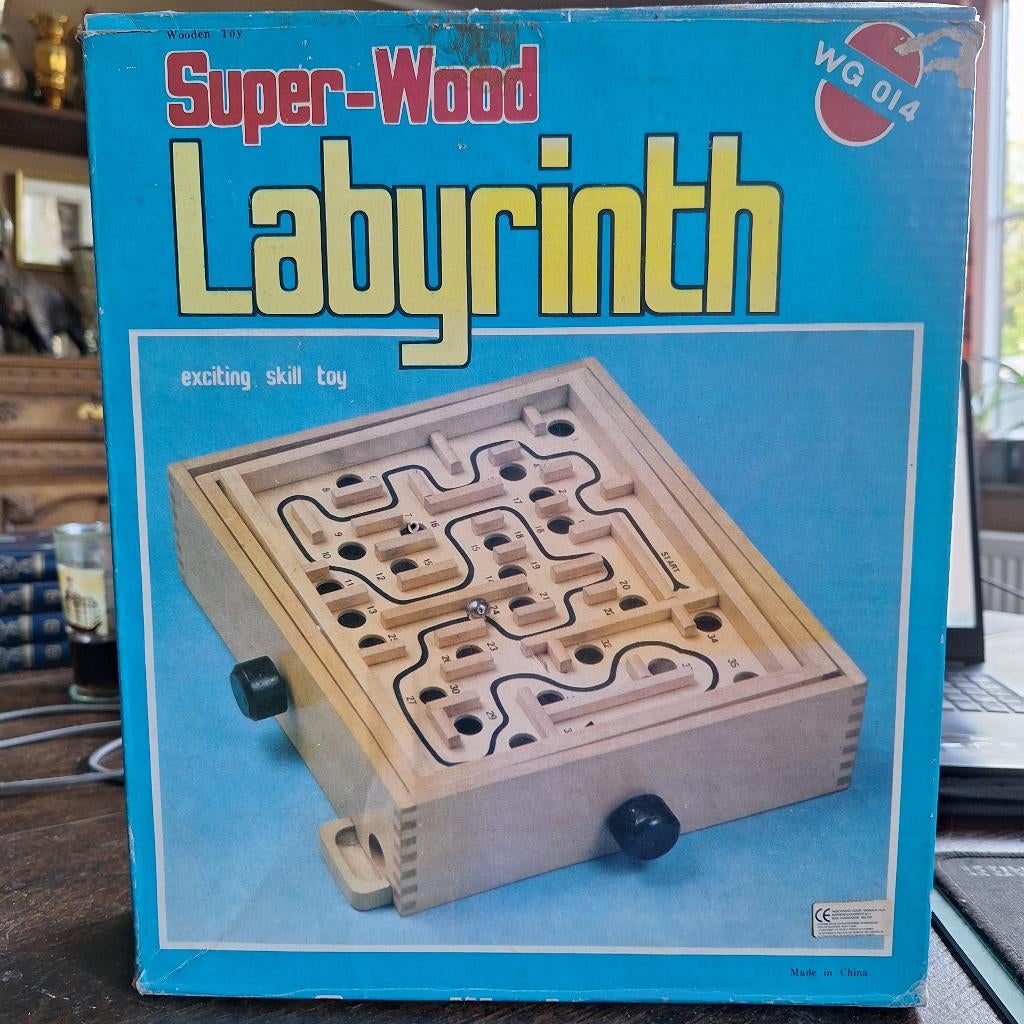 LABYRINT SUPER HOUT 23 X 28 CM, Een of twee spelers, Verzenden, Zo goed als nieuw, Autre