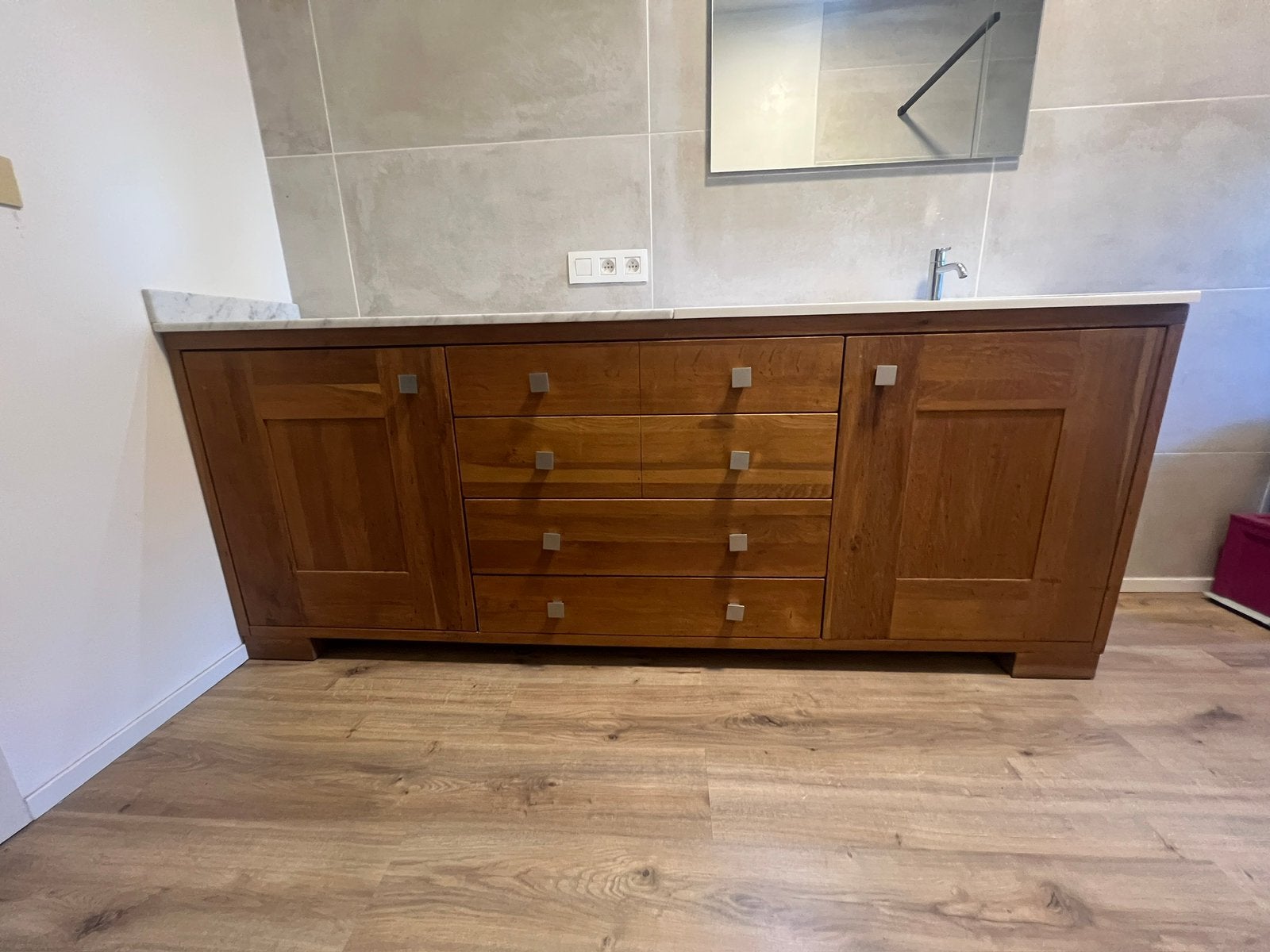 Ruim houten badkamermeubel, Ophalen, Gebruikt, 200 cm of meer, Minder dan 100 cm