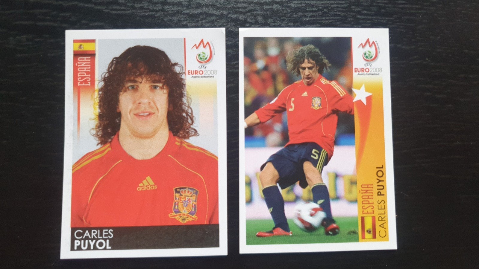 Carles Puyol FC Bardelona/Spanje Euro 2008 2 stickers Panini, Verzamelen, Ophalen of Verzenden, Nieuw