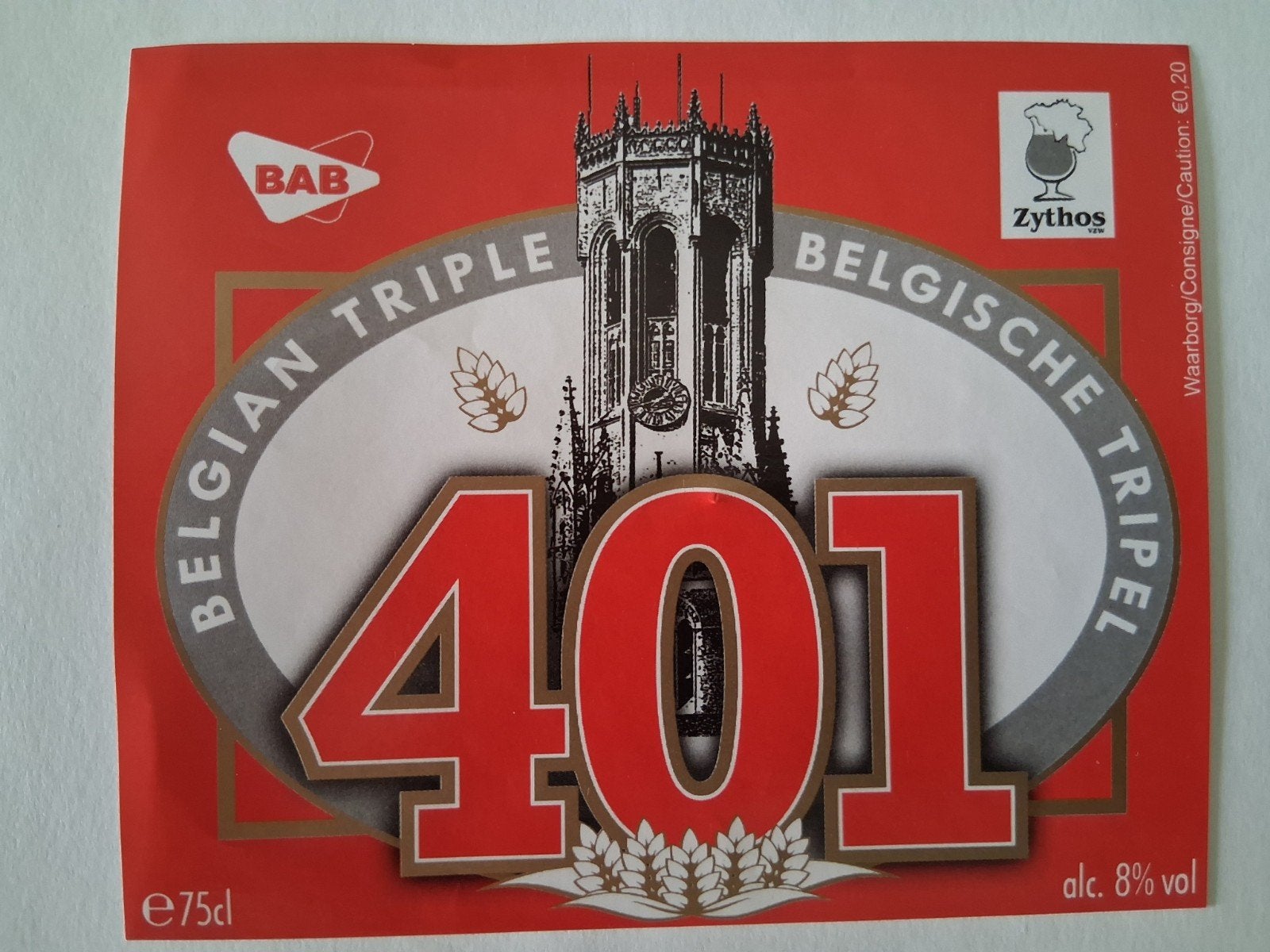 bieretiket België Aigle Belgica 401 tripel, Verzenden, Zo goed als nieuw, Overige typen, Overige merken