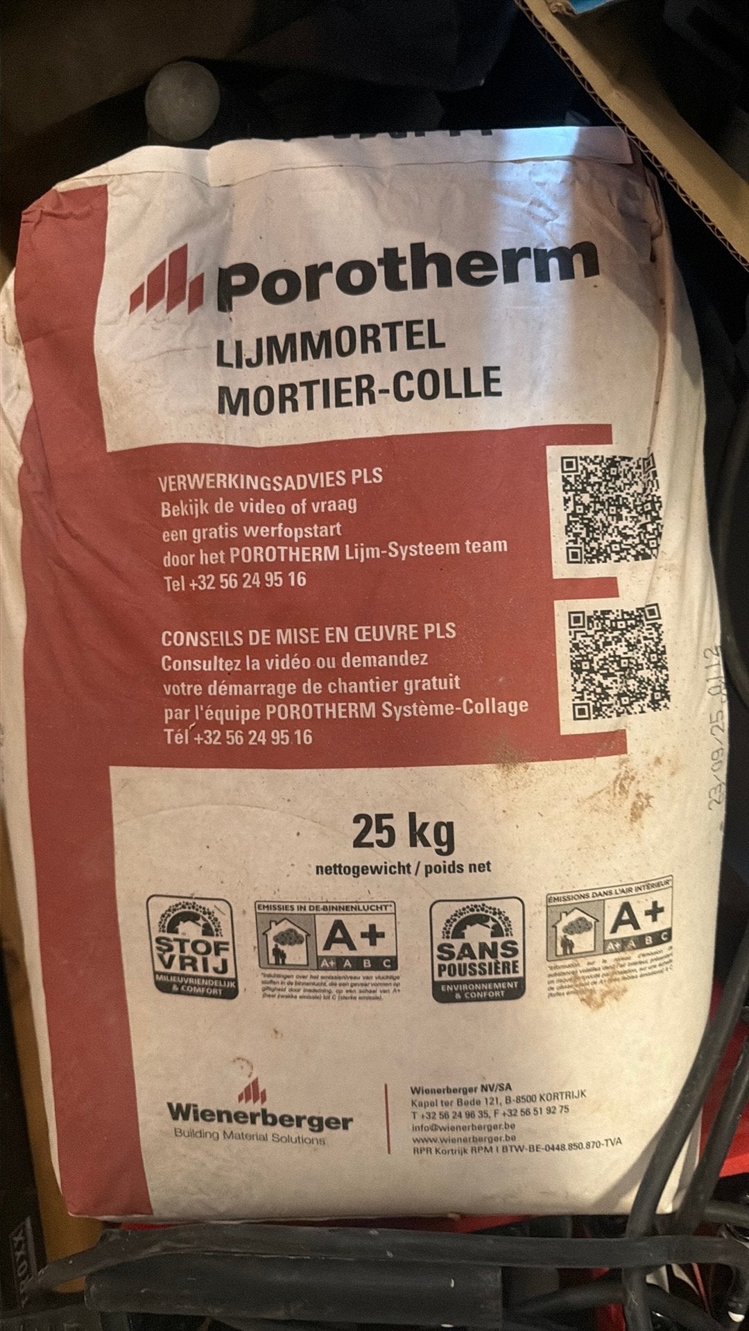 Lijmmortel porotherm 3 zakken, Bricolage & Construction, Enlèvement, Comme neuf