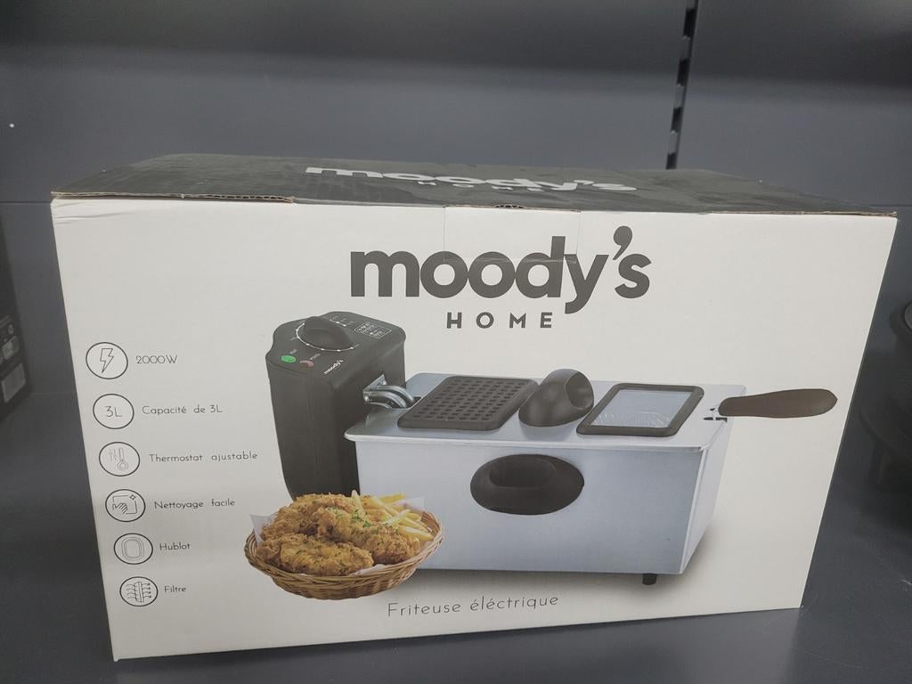 Friteuse électrique Moody's Home — 3 L | 2000 W | Nouveau, Electroménager, Friteuses, Neuf, 2 à 3 litres, Pan intérieur amovible