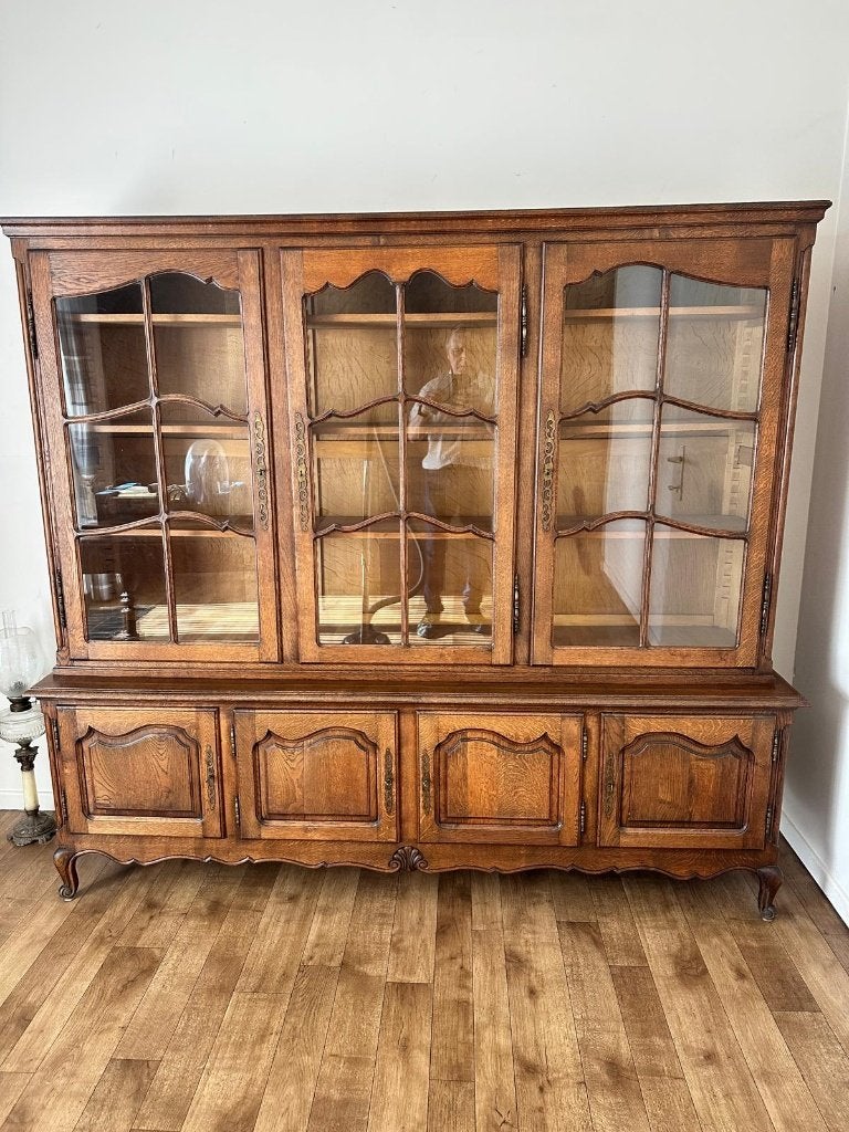 Bibliotheek of vitrinekast, Huis en Inrichting, Ophalen, Met deur(en), 150 tot 200 cm, Eikenhout