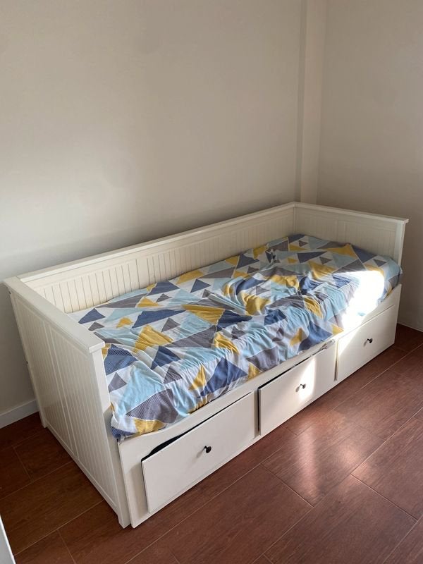 Canapé-lit IKEA HEMNES blanc 2 matelas/3tiroirs – Comme neuf, Enlèvement, Comme neuf