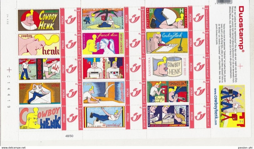 Belgie duostamps duo Camagurka Cowboy Henk MNH, Postzegels en Munten, Postzegels | Europa | België, Verzenden, Postfris