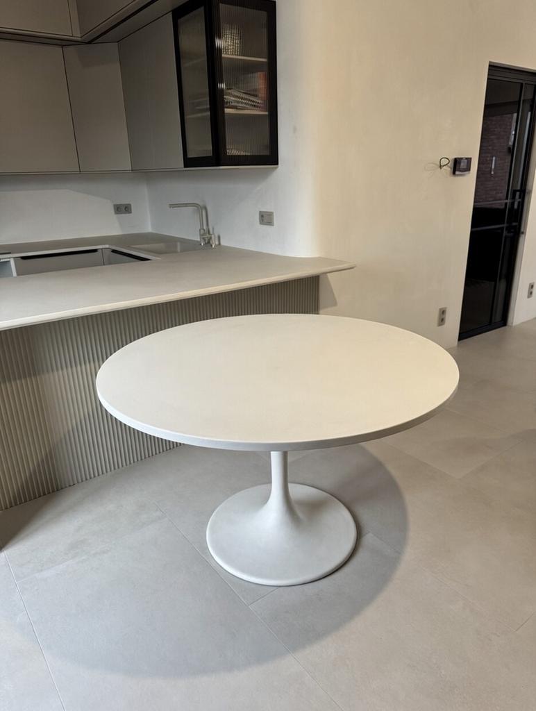 Table de salle à manger ronde Mortex Ø120 beige clair, Neuf, 100 à 150 cm, Enlèvement ou Envoi, Rond