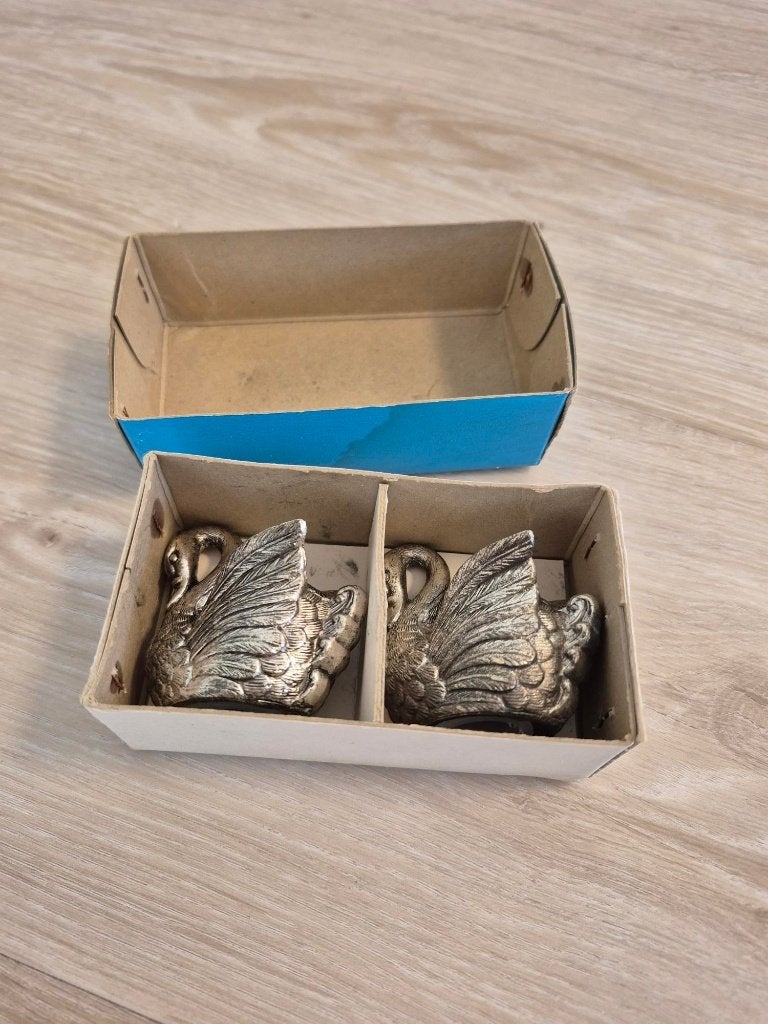 Vintage peper- en zout-zwanenstel ongebruikt zilverkleurig, Antiek en Kunst, Ophalen