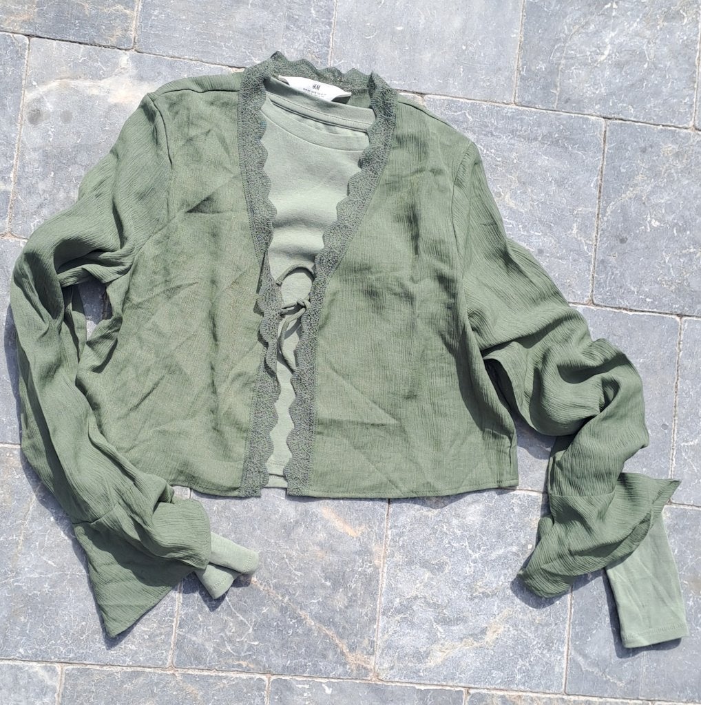 H&M - truitje + Longsleeve maat 164 / 170, Kinderen en Baby's, Kinderkleding | Maat 170, Meisje, H&M, Ophalen of Verzenden, Zo goed als nieuw