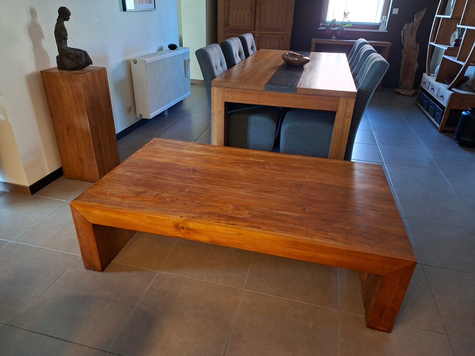 Table basse en teck 150x89x40cm, Teck, 150 à 200 cm, Enlèvement, Utilisé