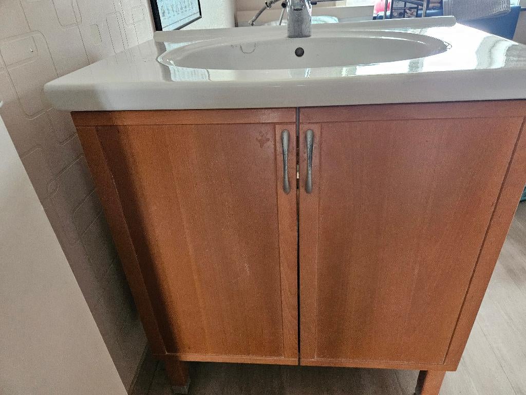 Badkamerlavabo met kastje, Huis en Inrichting, Ophalen, Gebruikt, Wastafelkast