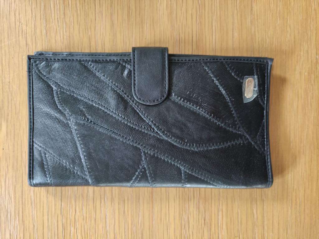 Vintage Carven Paris lederen portefeuille/chequeboekhouder, Handtassen en Accessoires, Portemonnees, Ophalen, Zwart