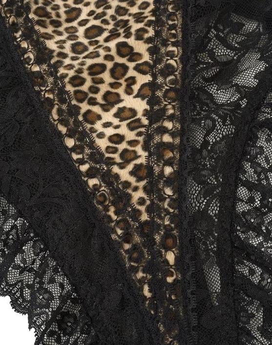 Vintage sexy kanten luipaardpatroon bodysuit, Ophalen of Verzenden, Overige kleuren, Body of Korset