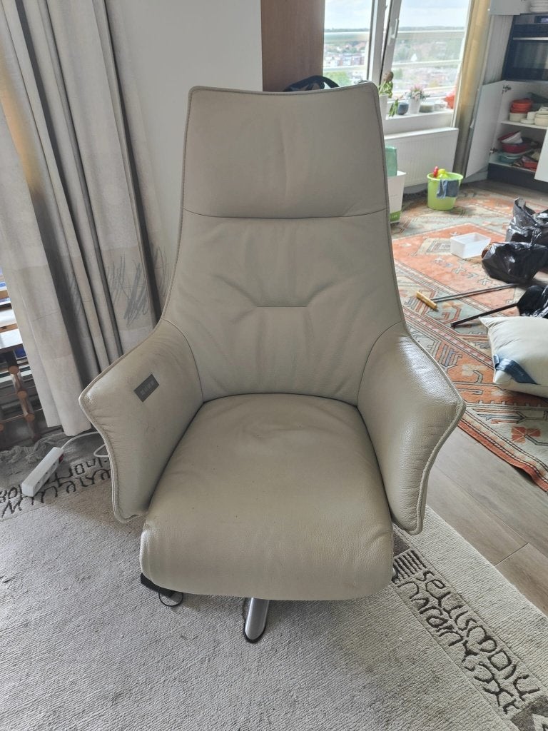 Fauteuil inclinable Gealux Twinz - cuir clair - bon état, 75 à 100 cm, Comme neuf, Enlèvement, Cuir