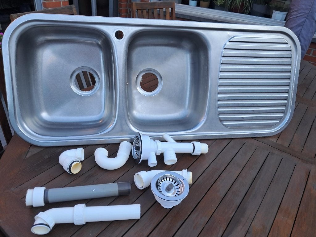 spoelbakken inox met alle toebehoren, Maison & Meubles, Cuisine | Éléments de cuisine, Enlèvement, Utilisé