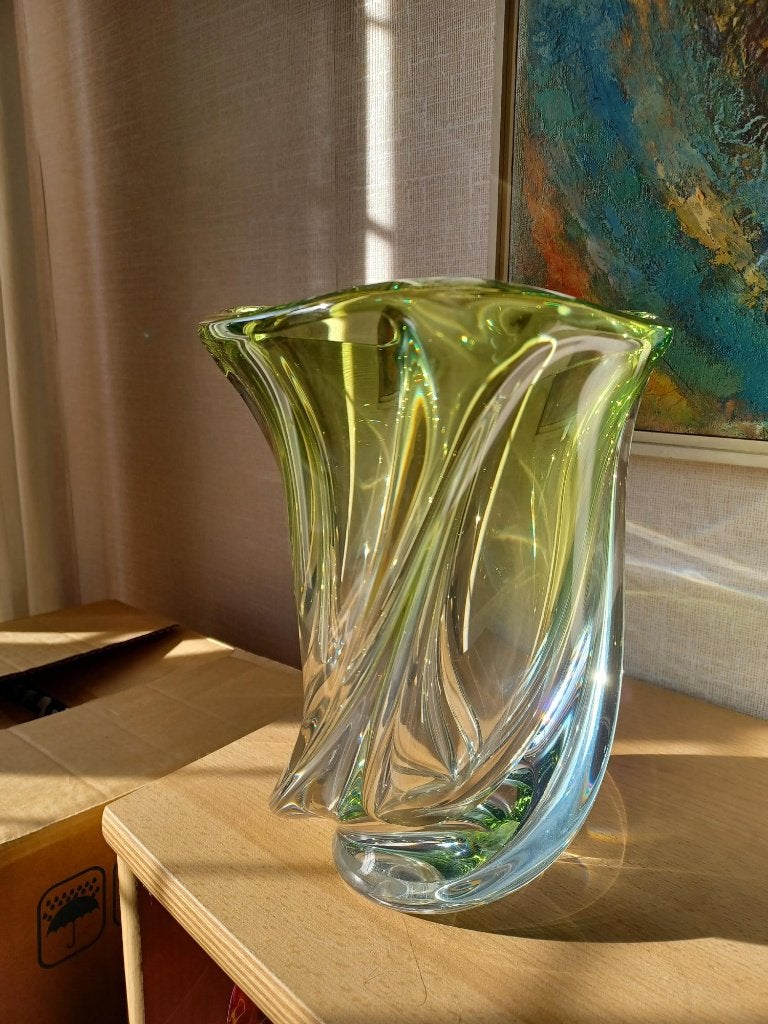 Vaas van Val-Saint-Lambert, Ophalen, 26 cm, Handgemaakt, Meerkleurig