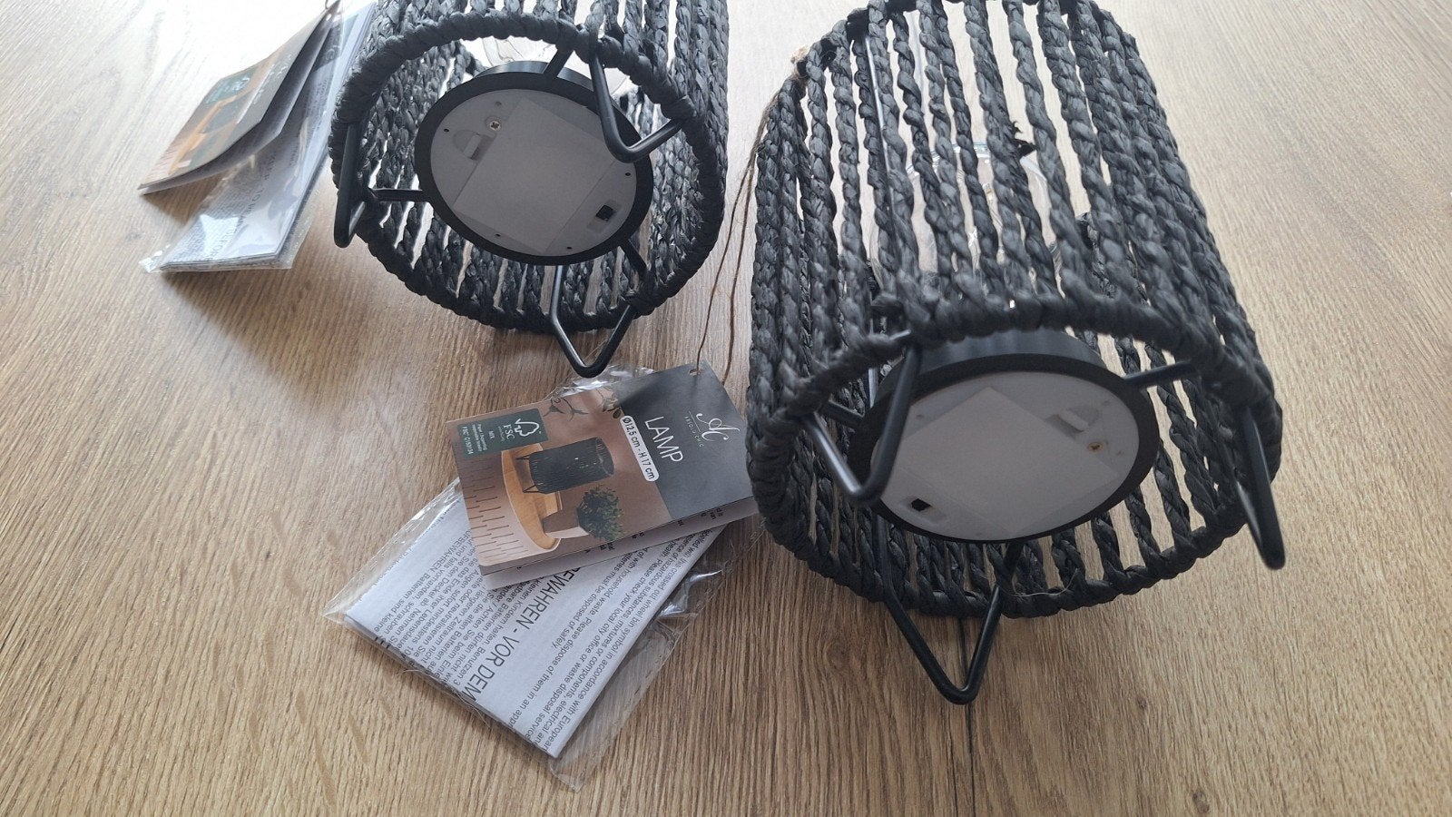 2x Atmosphera LED tafellamp / sfeerlamp – zwart – op batteri, Huis en Inrichting, Ophalen, Gevlochten, Overige typen, Rond
