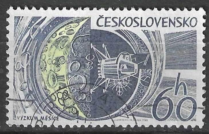 Tchécoslovaquie 1965 - Yvert 1383 - Lunar Survey (ST), Timbres & Monnaies, Timbres | Europe | Autre, Affranchi, Envoi