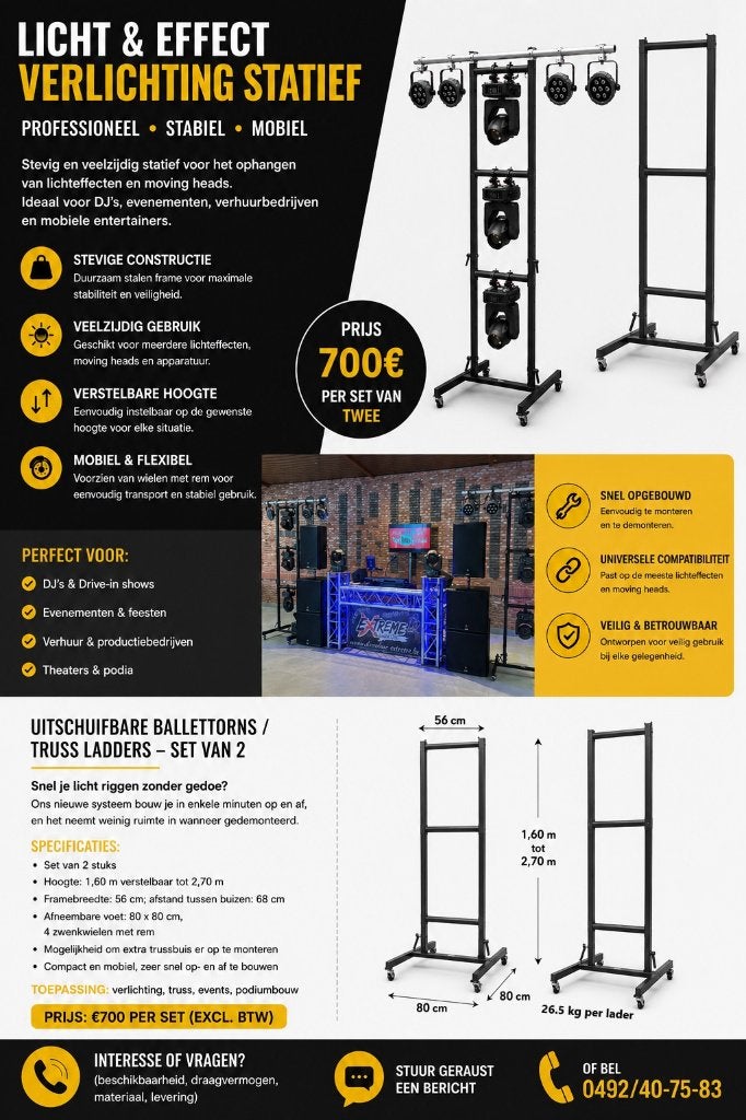 Uitschuifbare ballettorens / truss ladders – set van 2, Ophalen, Nieuw, Licht