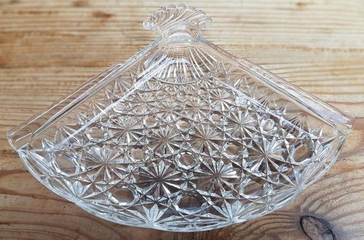 SALE Vintage AVON glazen waaier schaaltje, zeep schaaltje, Antiek en Kunst, Curiosa en Brocante, Ophalen of Verzenden