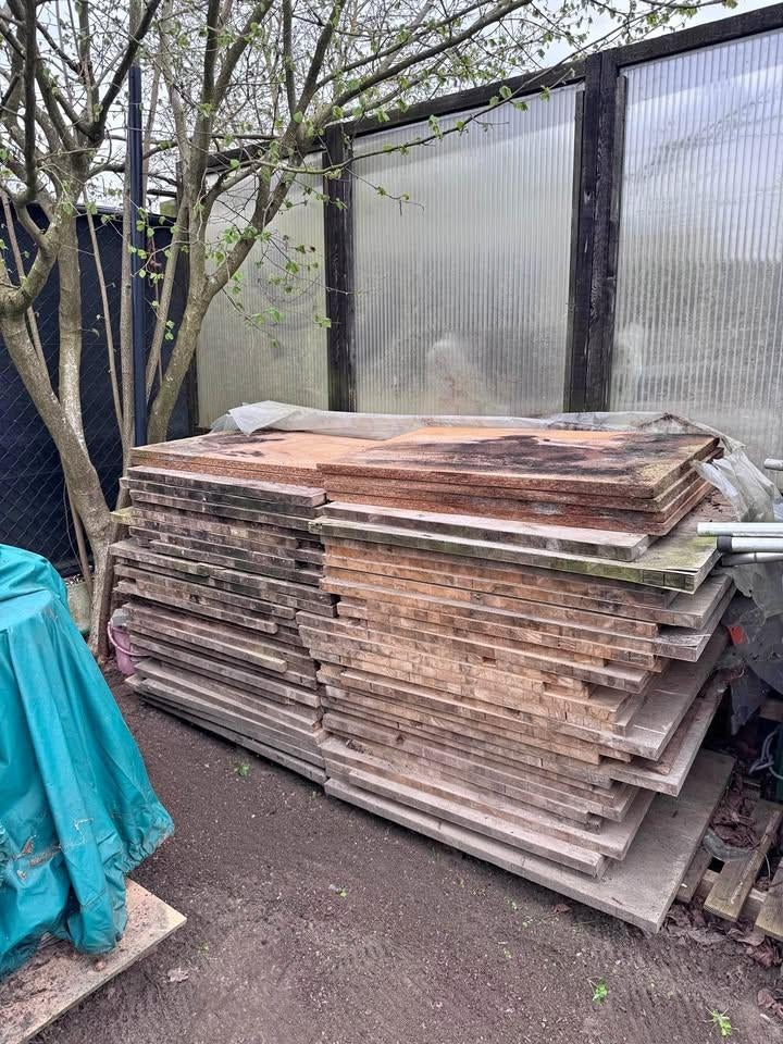 Houten platen 55 stuks €5stuk, Ophalen