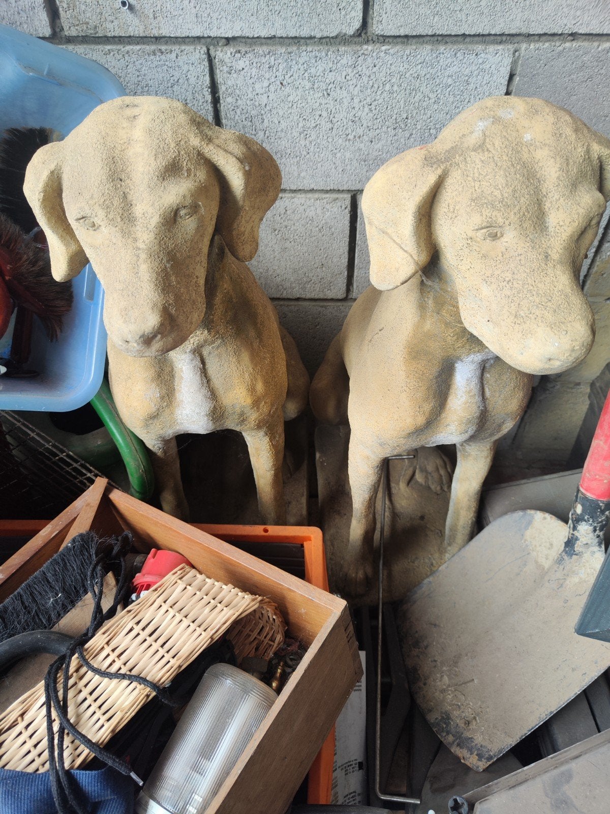2 zeer zware stenen honden, Tuin en Terras, Ophalen, Steen