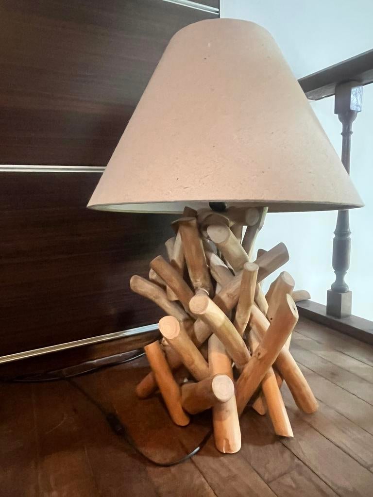 Lampe bois flotté, Maison & Meubles, Enlèvement, Comme neuf, Bois