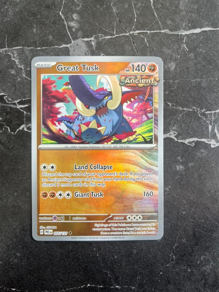 Great Tusk 055/131 Pokeball Prismatic Evolutions, Ophalen of Verzenden, Zo goed als nieuw