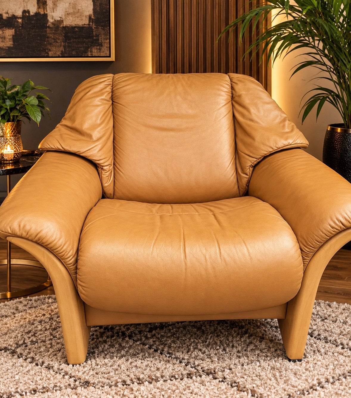 Luxe Stressless Relaxzetel – Caramel – Zeer Comfortabel, Ophalen, Zo goed als nieuw, Hout