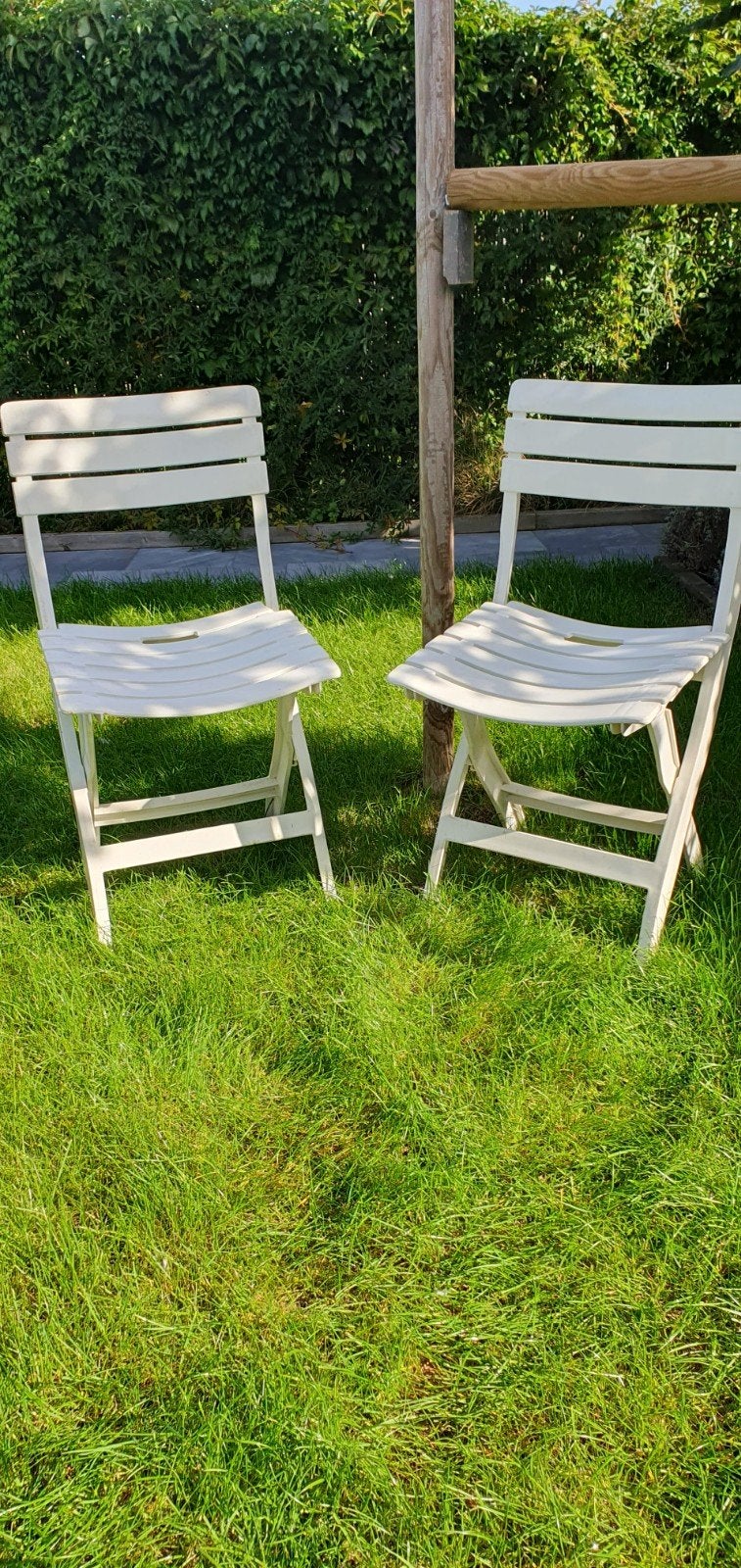 2 klapstoelen voor caravan of tuin, Ophalen, Gebruikt, Kunststof, Inklapbaar