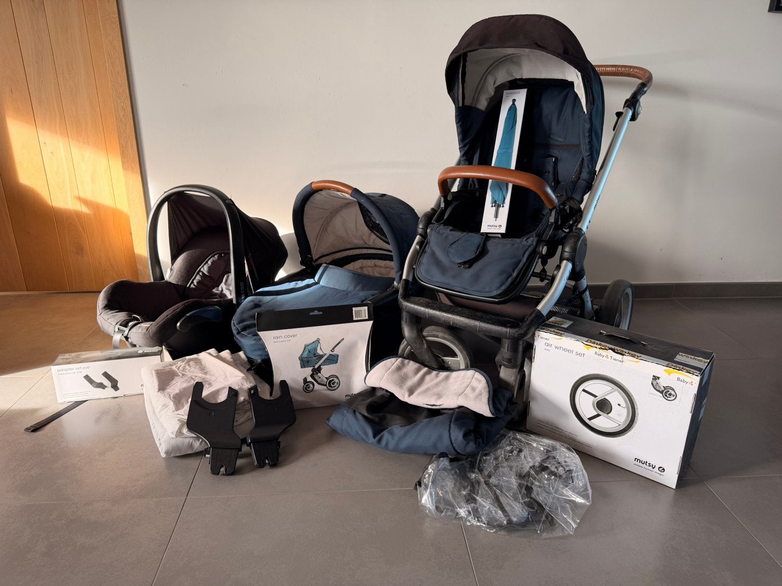 3 delige koets mutsy evo, Enfants & Bébés, Poussette combi, Pneus, Enlèvement, Utilisé