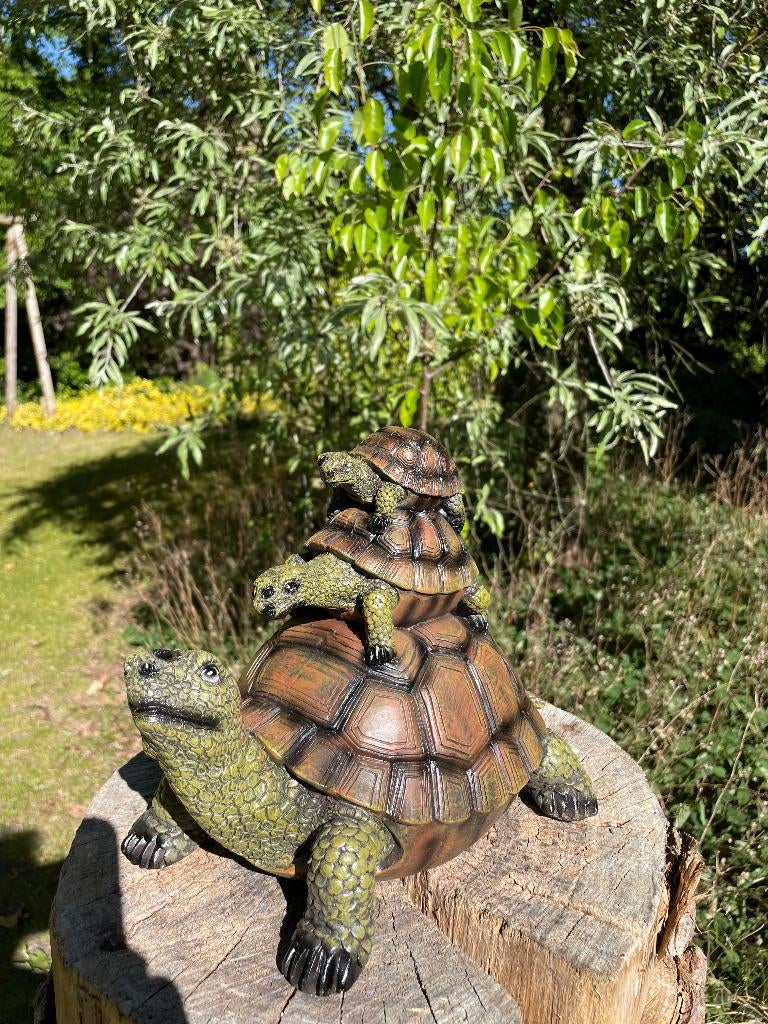 Baby 2x schildpad, gazon, tuin, vijver, 30 cm, Ophalen of Verzenden, Nieuw, Kunststof, Dierenbeeld