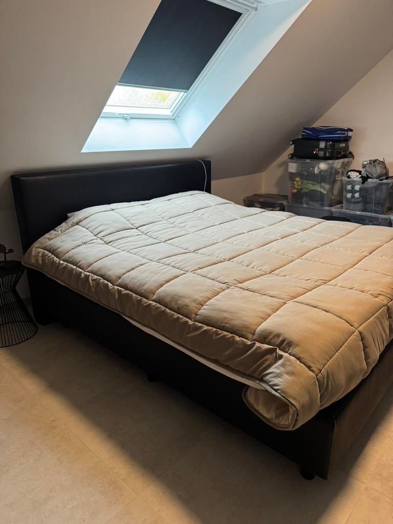 Bed 180x200, Huis en Inrichting, Slaapkamer | Boxsprings, Ophalen, Gebruikt, Zwart, Tweepersoons