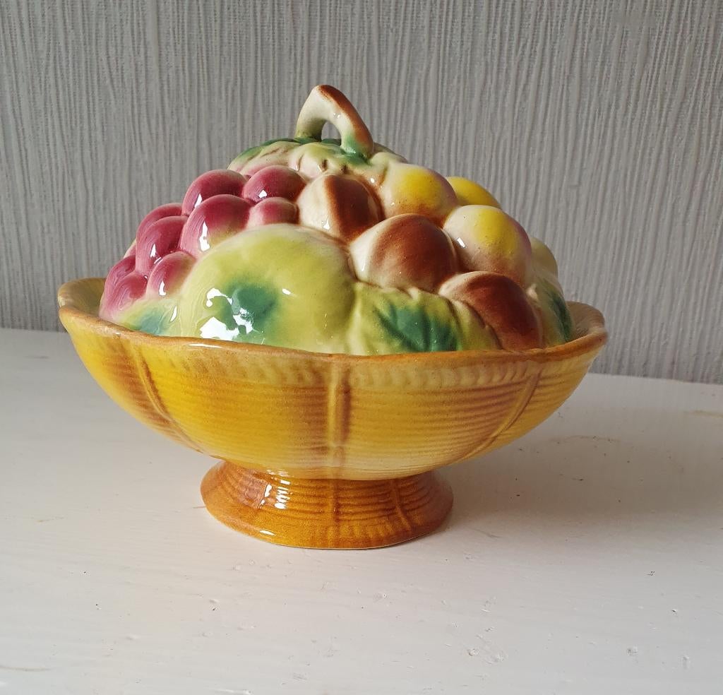 Prachtige antieke barbotine fruitkom, St-Clément, Ophalen of Verzenden