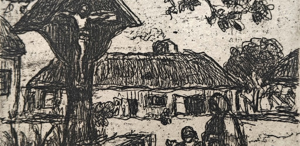 Jacob Smits — Le Crucifix, gravure, Antiquités & Art, Art | Eaux-fortes & Gravures, Eau-forte, Numéroté, Signé, Paysage, 1800 - 1899