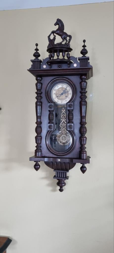 Prachtige antieke regalateur klok mooi en gaaf loopt perfect, Antiek en Kunst, Ophalen of Verzenden