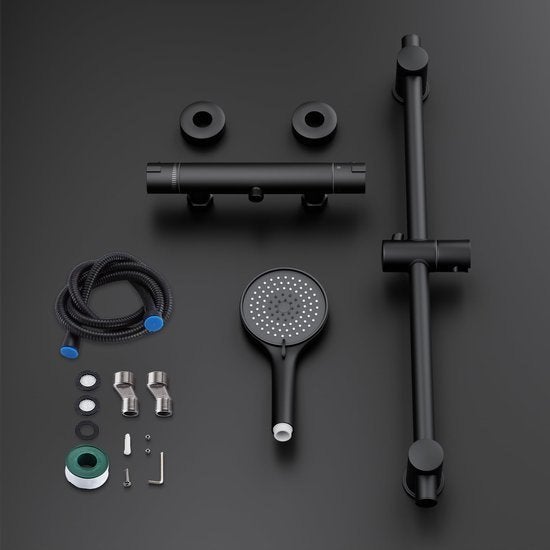 Ensemble de douche noir mat douchette  valve thermostatique, Bricolage & Construction, Enlèvement ou Envoi, Neuf, Cuivre, Robinet