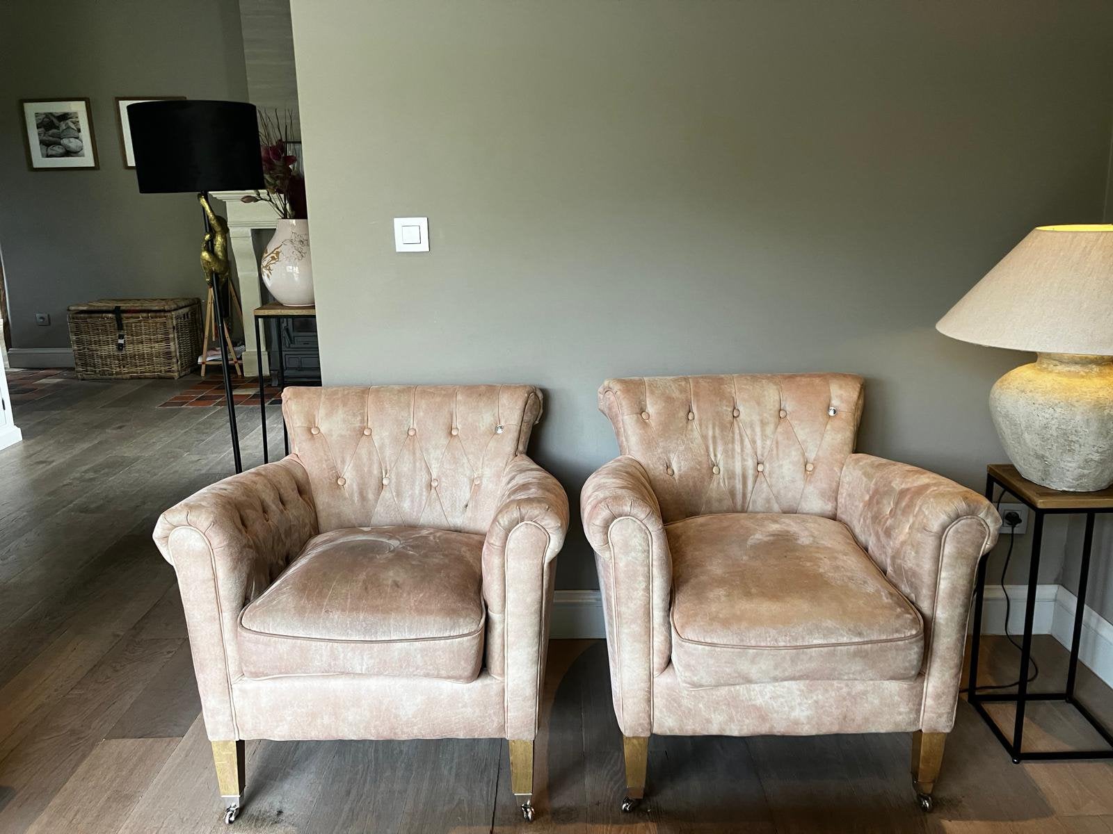 Riviera maison pellini leder stoelen, Ophalen, Gebruikt