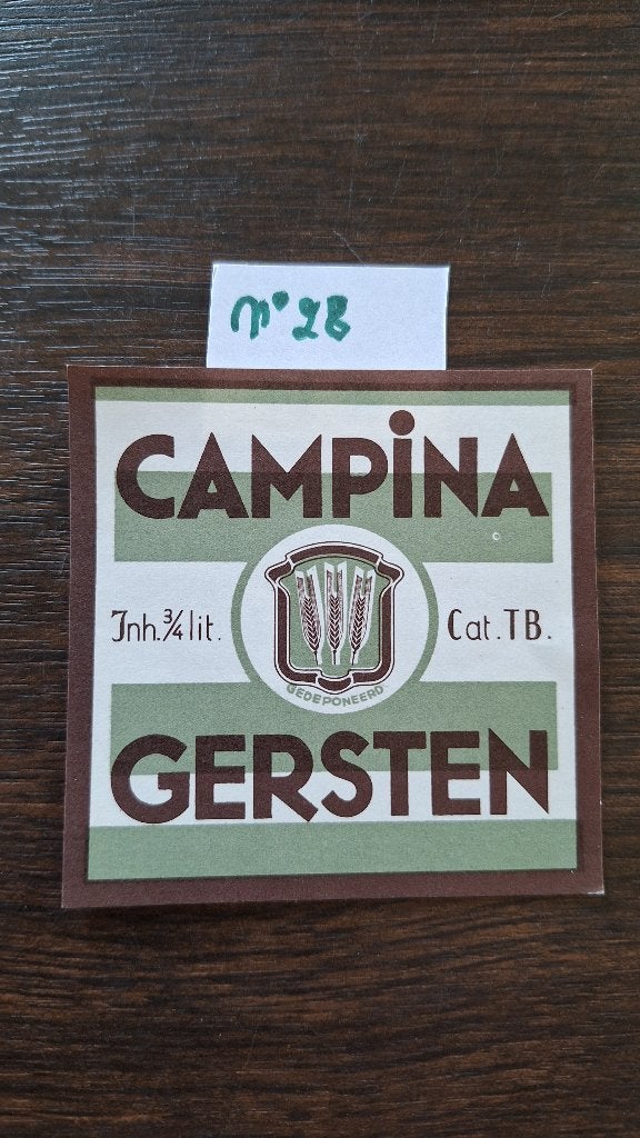 etiket Campina Gersten (nr28), Ophalen, Zo goed als nieuw, Overige typen, Overige merken