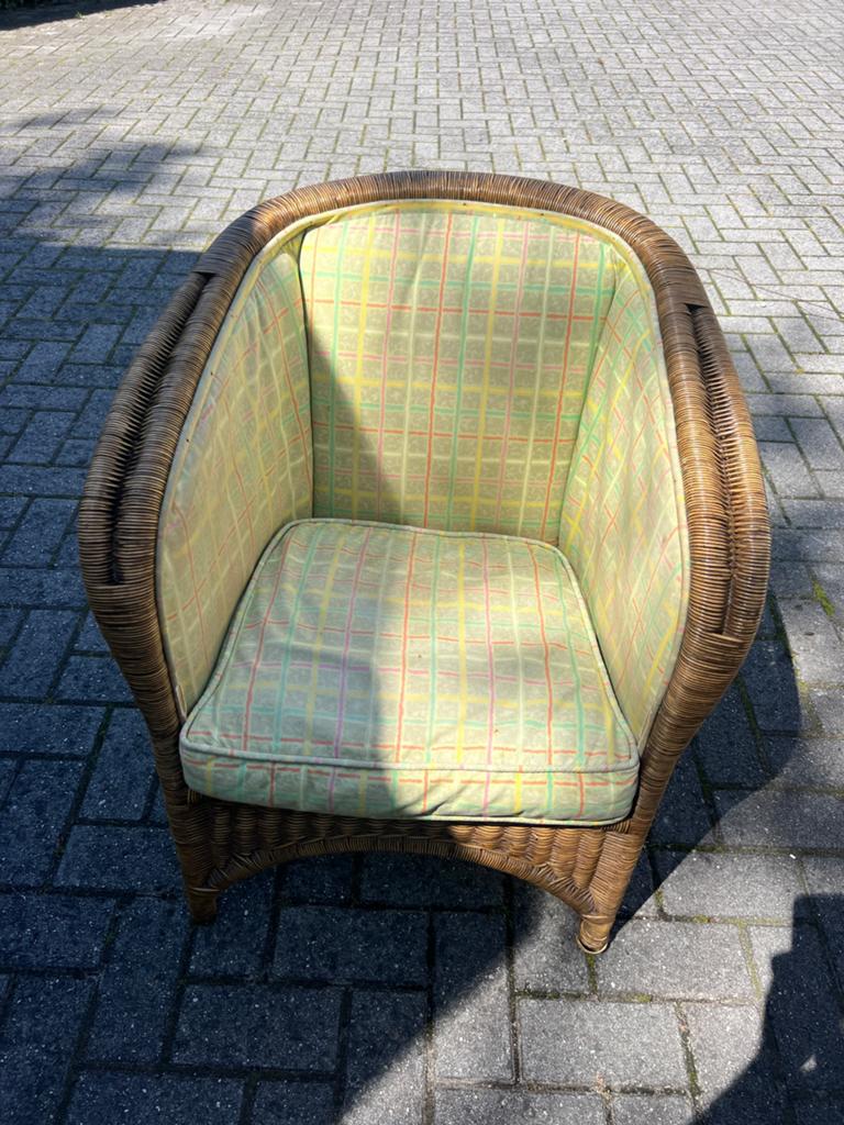 Vintage rotan / rieten kuipstoeltje - boho chair, Ophalen