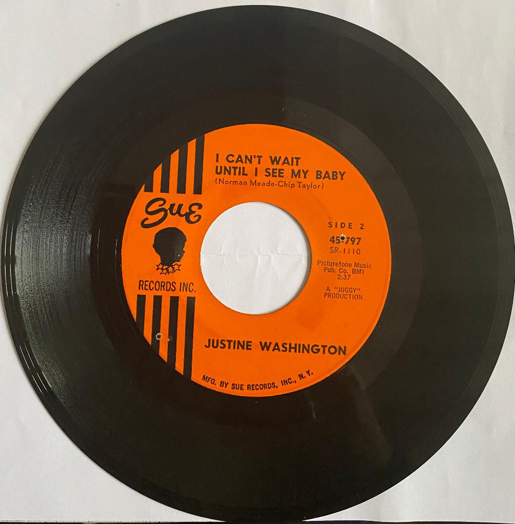 Justine Washington I Can't Wait Until I See My Baby Popcorn, Pressage original, Single, Utilisé, 7 pouces