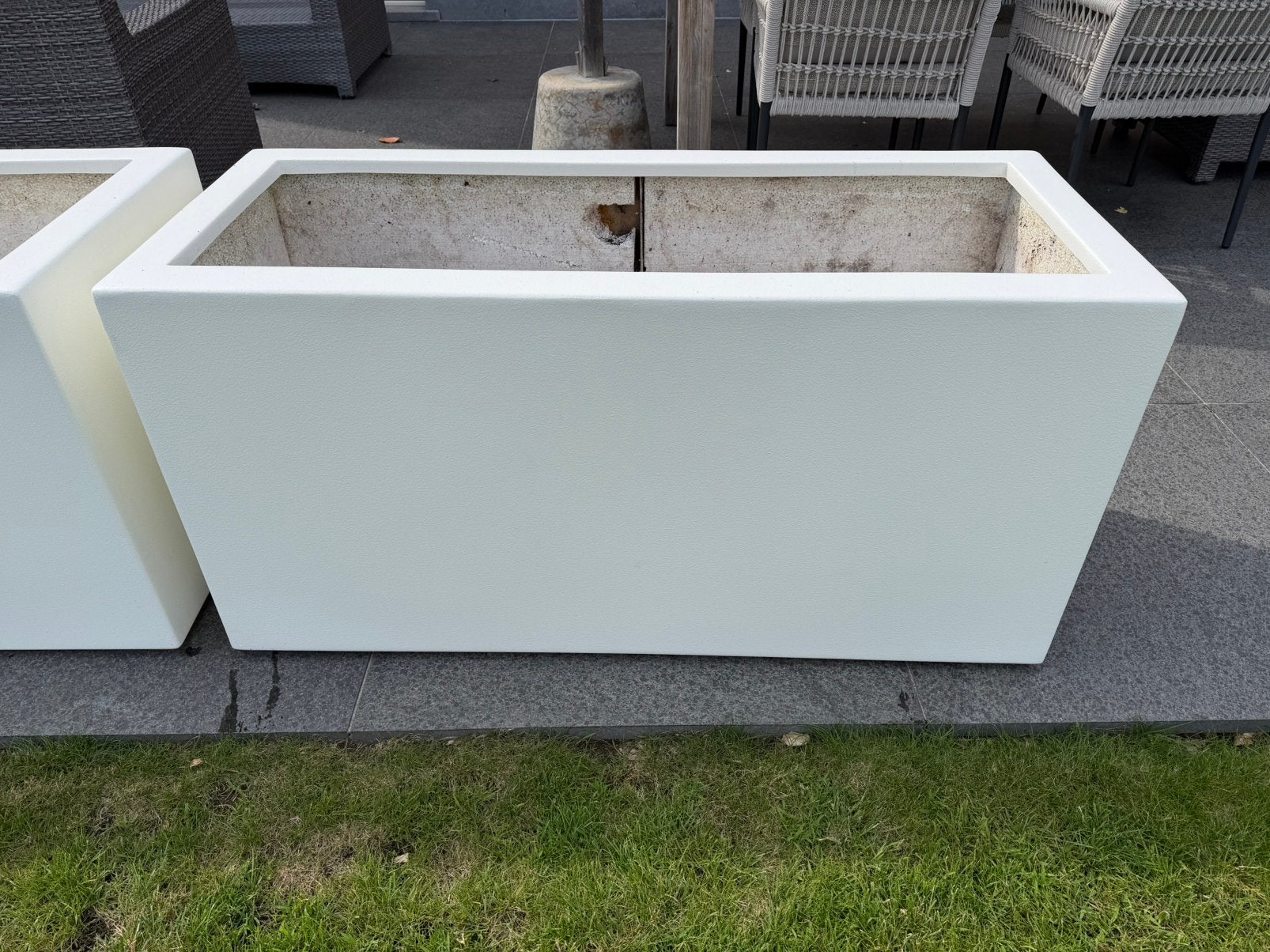 Witte Polyester plantenbak 150x50x60, Tuin en Terras, Ophalen, Zo goed als nieuw