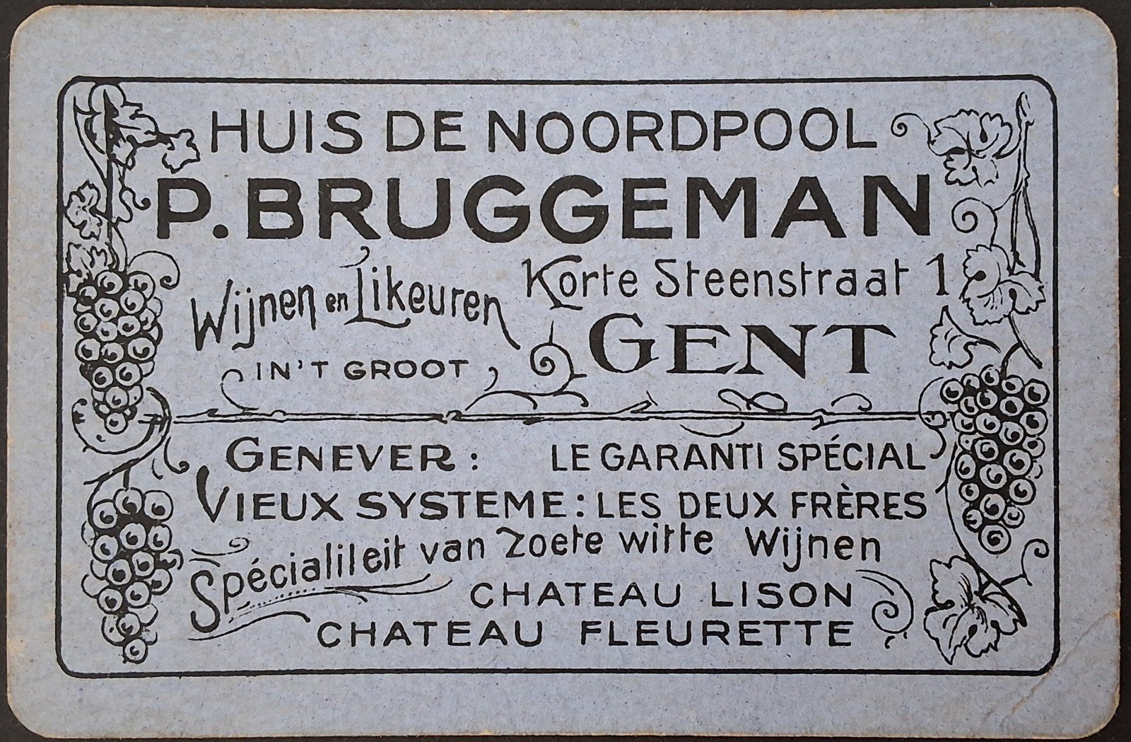 1 Speelkaart  P. Bruggeman, Enlèvement ou Envoi
