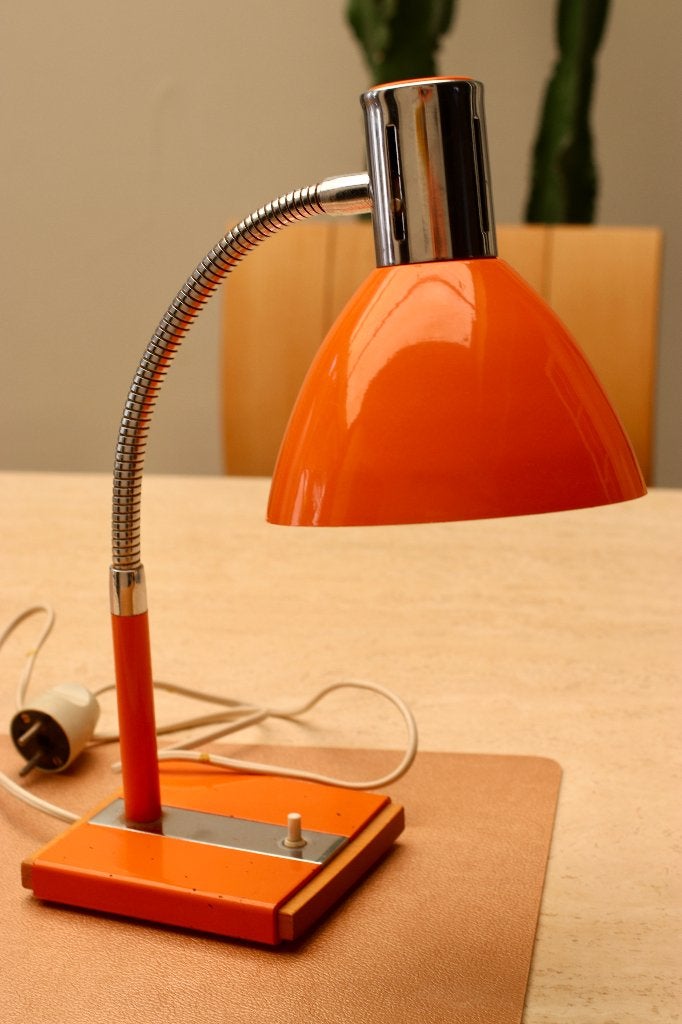 Luminaire Lampe flexible bureau table vintage 1960 orange, Maison & Meubles, Orange, Enlèvement ou Envoi, Avec interrupteur, Vintage