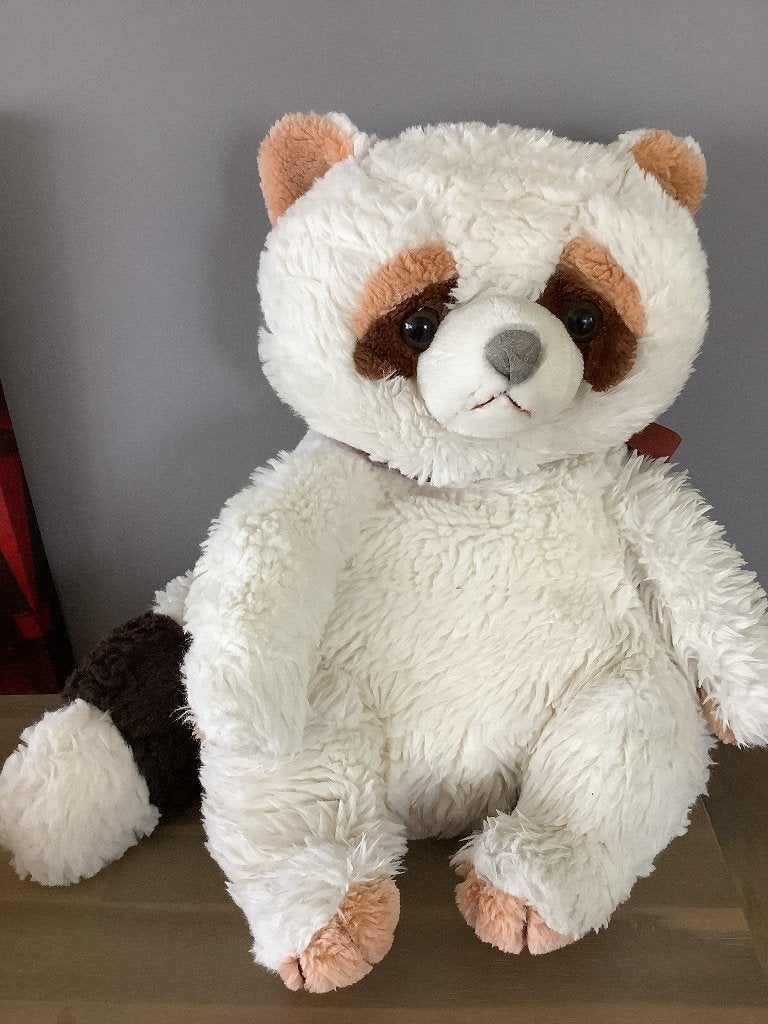 Ours en peluche blanc et marron, Enlèvement ou Envoi, Blanc, Comme neuf, Moyen (20 à 80 cm)