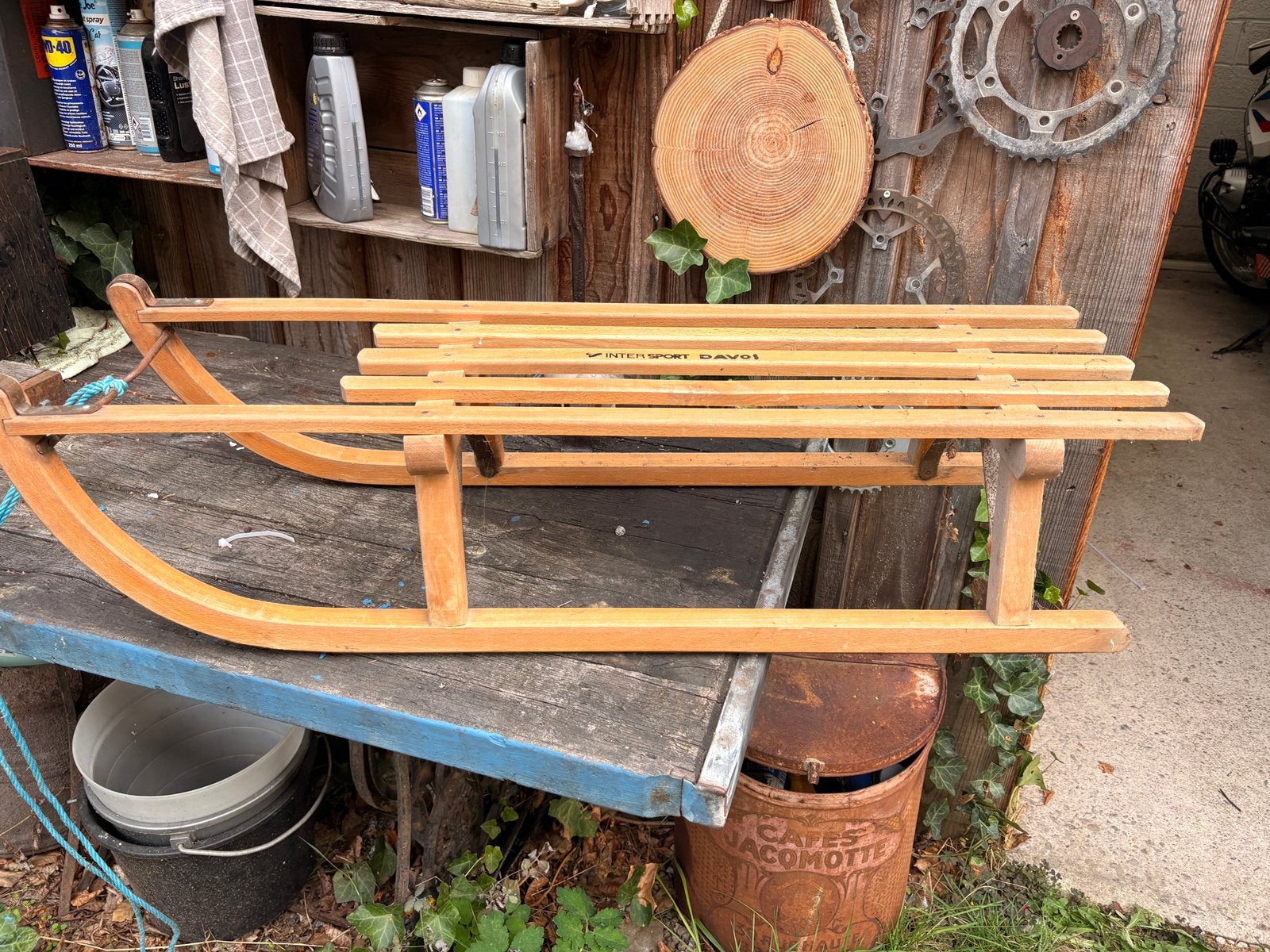 Houten slee, Ophalen, Zo goed als nieuw, Hout