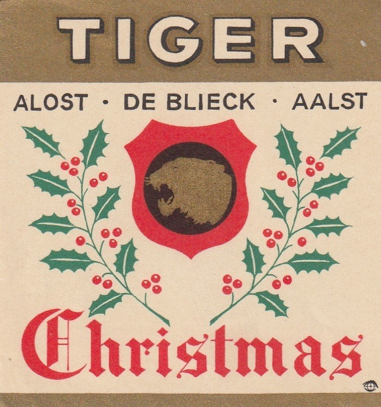 bieretiket België De Blieck Tiger Aalst : Christmas, Verzamelen, Verzenden, Gebruikt, Overige typen, Overige merken