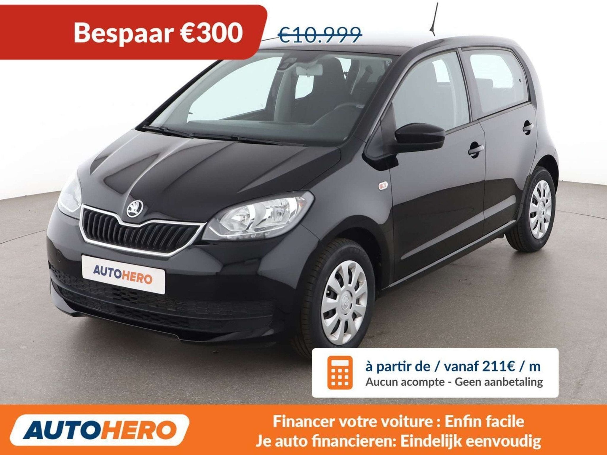 Skoda Citigo 1.0 MPI Ambition (bj 2018, automaat), Auto's, 4 zetels, Stof, Gebruikt, Zwart
