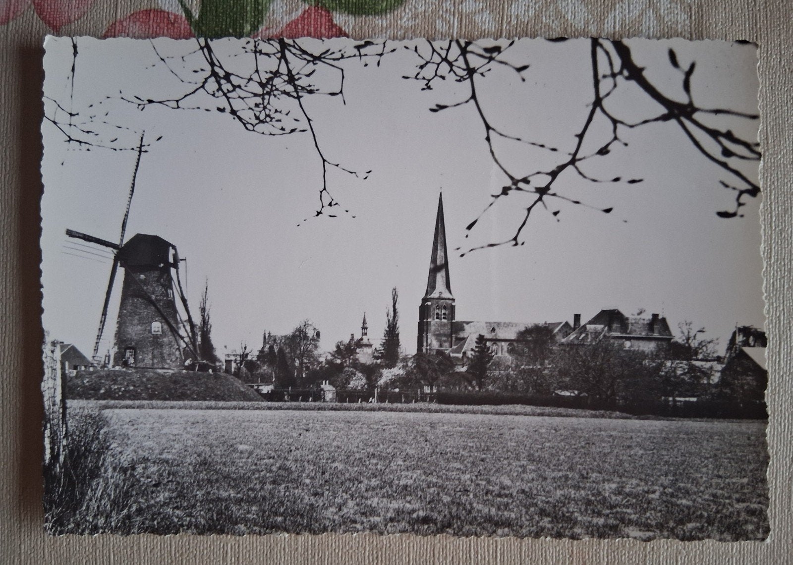 vintage Postkaart Panorama van Molen en kerk te Retie, Collections, Enlèvement ou Envoi
