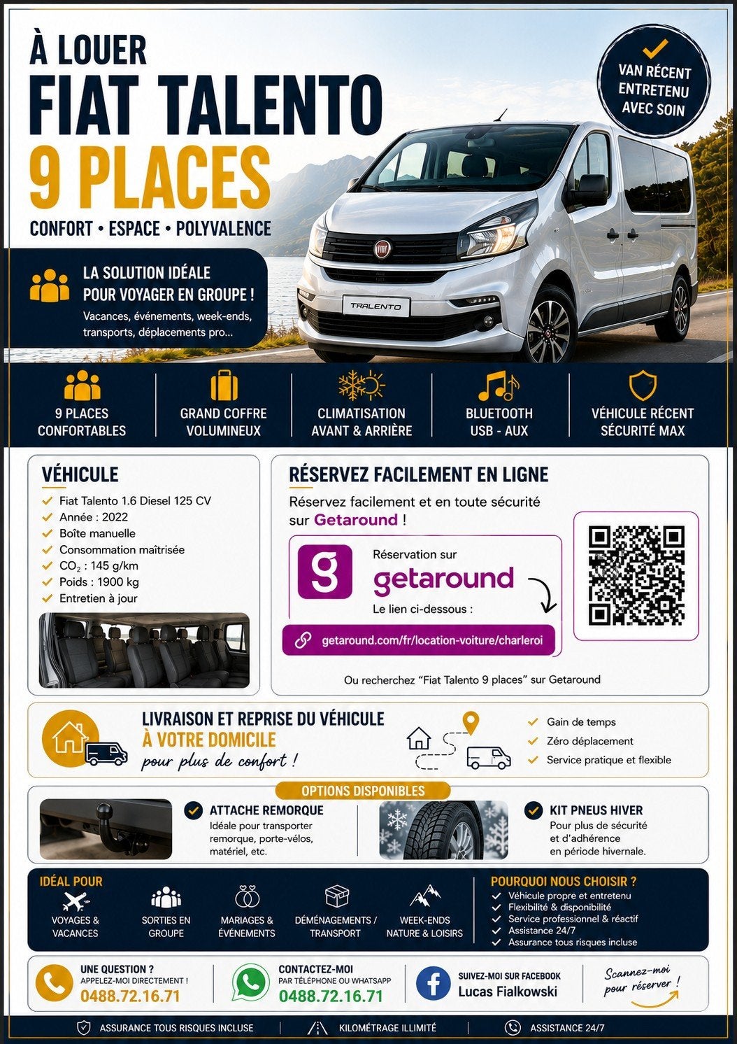 location véhicule 9 places permis b, Caravanes & Camping